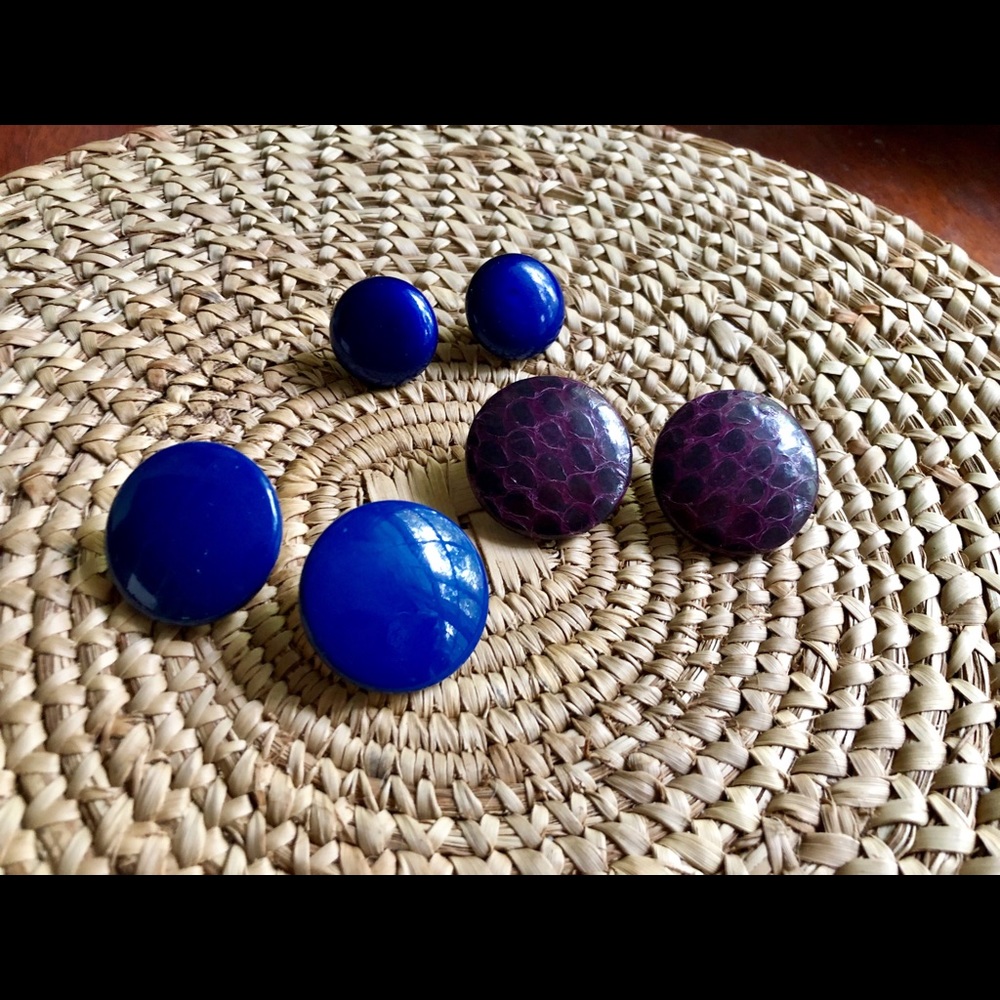 🔵 90s Circle Statement Earrings Purple & Blue 🔵